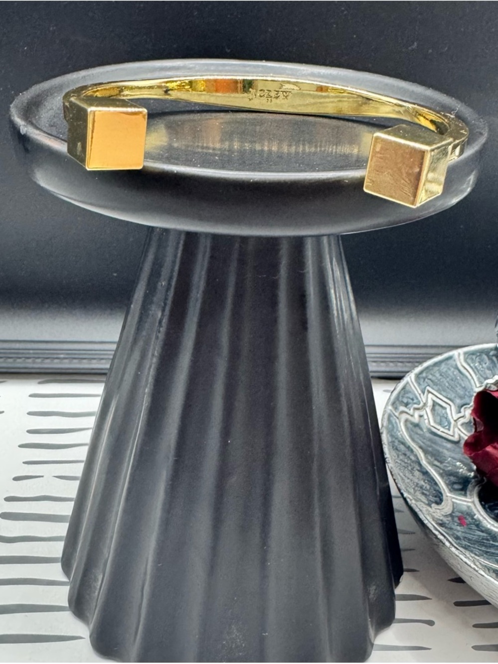 J. Crew Gold Tone Open Cuff Bracelet with Square End Caps